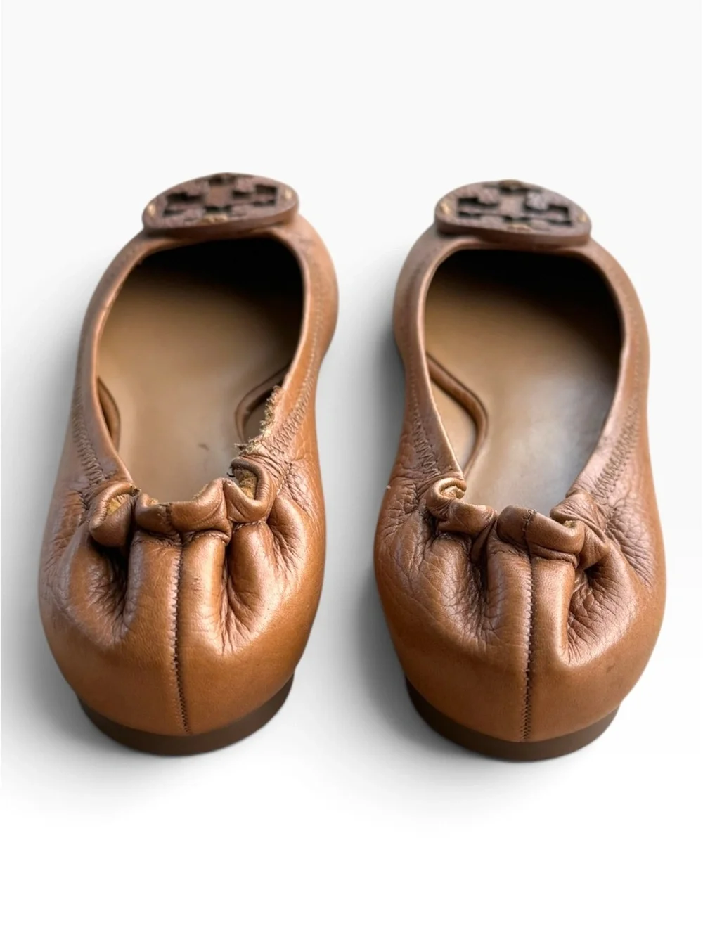 Tory Burch Reva Tonal Leather Ballet Flats - Royal Tan / Cognac - Size 4M